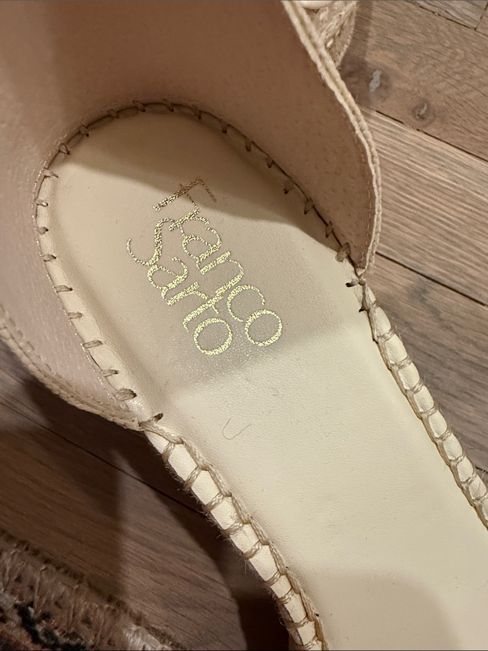 Franco Sarto Cream Beaded Espadrille Wedge Sandals - Picture 2 of 5